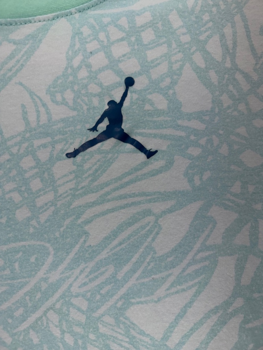 Jordan Aqua Scribble Graphic Tee with Navy Jumpman size youth large - Picture 3 of 5
